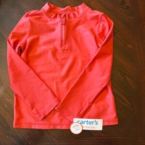 Carter's Girls Red Long-Sleeve Zip Rashguard